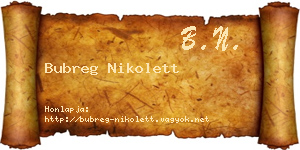 Bubreg Nikolett névjegykártya